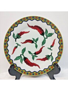 Godinger & Co. Red Chili Peppers Set of 4 Salad Plates Plate 7.5 Inch Novelty